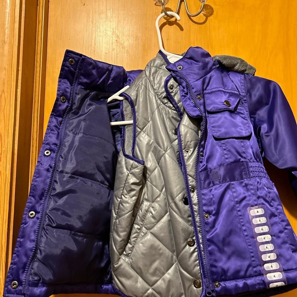 Osh Kosh B’gosh Girls Purple Jacket  Size 4 Star 4-in-1 System Jacket New